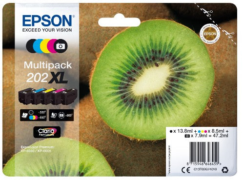 Epson C13T02G74010/202XL Ink cartridge multi pack high-capacity Bk,PhBk,C,M,Y 13,8ml 7,9ml 3x8,5ml Pack=5 for Epson XP 6000
