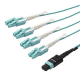 StarTech.com 1m (3ft) MTP(F)/PC to 4x LC/PC Duplex Breakout OM3 Multimode Fiber Optic Cable, OFNP Plenum, 40G Networks, Low Insertion Loss - Fiber Jumper Cord