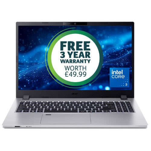 Acer TravelMate P2 (TMP215-55) - Intel Core 3, 8GB, 256GB SSD, 15.6" Full HD, Silver