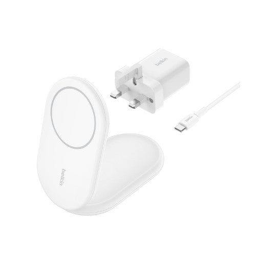 Belkin WIB007MYWH mobile device charger Headphones, Smartphone White USB Wireless charging Fast charging Indoor