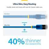 StarTech.com 80cm Blue Ultra Slim CAT6a Ethernet Cable, Snagless, FTP, Pure Bare Copper Wire, 34AWG Slim RJ45 Network Patch Cord, Individually Tested
