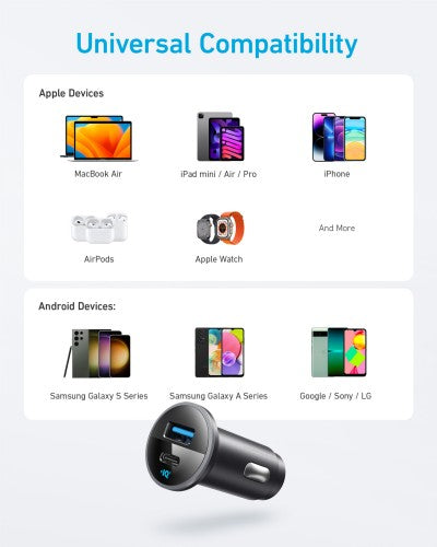 Anker A2735G11 mobile device charger Headphones, Smartphone, Tablet, Universal Black Cigar lighter Auto