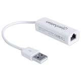 Manhattan USB-A Fast Ethernet Adapter, 10/100 Mbps Network, 480 Mbps (USB 2.0), Hi-Speed USB, RJ45, White, Three Year Warranty