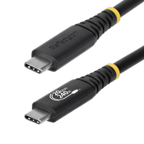 StarTech.com 2m (6ft) USB4 Cable, 20Gbps, USB-IF Certified USB-C Cable, 240W PD EPR, 4K 120Hz DP 1.4, TPE Jacket, Black USB-C Cord