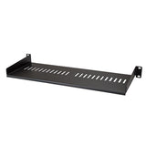 StarTech.com 1U Server Rack Shelf - Universal Vented Rack Mount Cantilever Tray for 19" Network Equipment Rack & Cabinet - Heavy Duty Steel – Weight Capacity 44lb/20kg - 7" Deep Shelf, Black