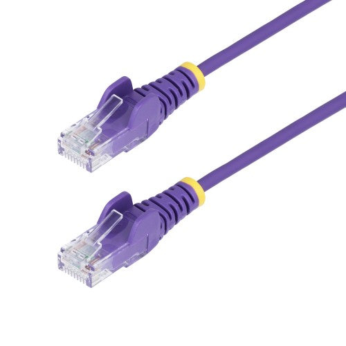 StarTech.com 2.5m Purple Slim CAT6 Ethernet Cable, Snagless, 100W PoE, UTP, LSZH, 28AWG Pure Bare Copper Wire, Slim RJ45 Network Patch Cord w/Strain Reliefs, Individually Tested