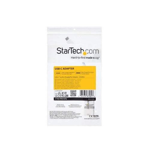 StarTech.com USB-C to Mini DisplayPort Adapter - 4K 60Hz - White - USB 3.1 Type-C to Mini DP Adapter - Upgraded Version is CDP2MDPEC