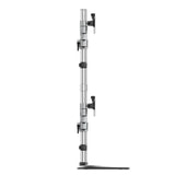 StarTech.com Desktop Quad Monitor Stand - Ergonomic VESA 4 Monitor Arm (2x2) up to 32" - Free Standing Articulating Universal Pole Mount - Height Adjustable/Tilt/Swivel/Rotate - Silver
