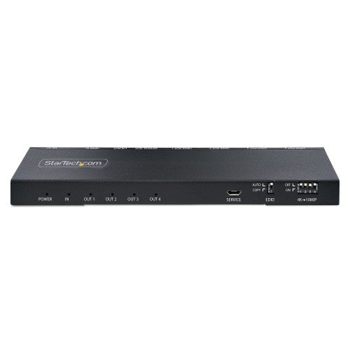 StarTech.com 4-Port HDMI Splitter, 4K 60Hz HDMI 2.0 Video, 4K HDMI Splitter w/ Built-in Scaler, HDMI Splitter 1 In 4 Out, 3.5mm/Optical Audio Port, HDMI Display/Output Splitter