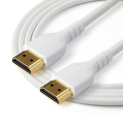 StarTech.com 3ft (1m) Slim HDMI 2.0 Cable, Flexible Premium Certified HDMI Cord with Ethernet, UHD 4K 60Hz HDR10, Durable Aramid Fiber Design with TPE Jacket, White