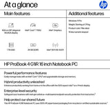 HP ProBook 4 G1iR Intel Core 7 150U Laptop 40.6 cm (16") WUXGA 24 GB DDR5-SDRAM 1 TB SSD Wi-Fi 6E (802.11ax) Windows 11 Pro Silver