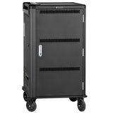 V7 30 Devices Schuko AC Charge Cart - Secure, Store and Charge Chromebooks, Notebooks and Tablets. Padded shelves with durable dividers, rubber casters, IEC 62368-1 Certified