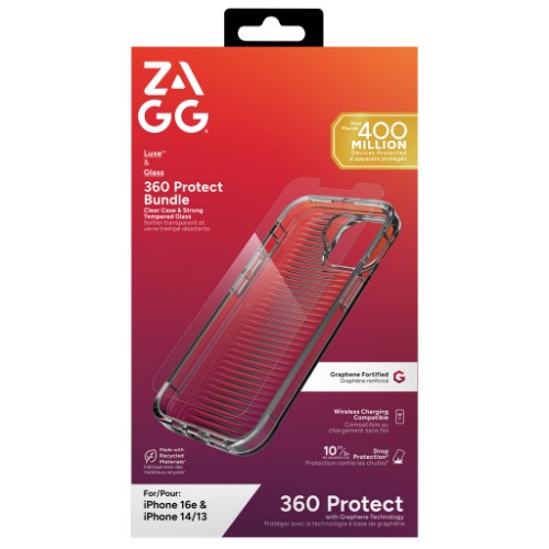 ZAGG Luxe + Glass 360 Bundle iPhone 17e/16e/14/13 Clear