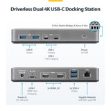StarTech.com Dual-Monitor USB-C Docking Station, HDMI, 4K 60Hz, 100W Laptop Charging, 1GbE, Driverless, Multi-Monitor Dock For Windows
