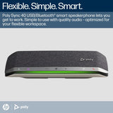HP Poly Sync 40+ Microsoft Teams Certified USB-A USB-C Speakerphone +BT700 USB-A Adapter