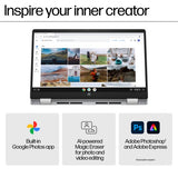 HP Chromebook x360 14b-cd0003na Intel® Core™ i3 i3-N305 35.6 cm (14") Touchscreen Full HD 8 GB LPDDR5-SDRAM 128 GB UFS Wi-Fi 6 (802.11ax) ChromeOS Silver