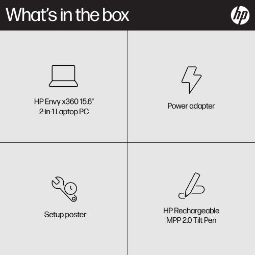 HP ENVY x360 15-fe0008na Intel® Core™ i7 i7-1355U Hybrid (2-in-1) 39.6 cm (15.6") Touchscreen Full HD 16 GB LPDDR5-SDRAM 512 GB SSD NVIDIA GeForce RTX 3050 Wi-Fi 6E (802.11ax) Windows 11 Home Silver