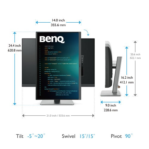 BenQ RD240Q computer monitor 61.2 cm (24.1") 2560 x 1600 pixels WQXGA LCD Black