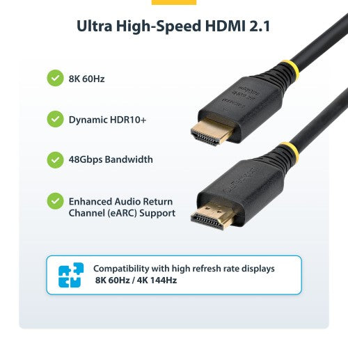 StarTech.com HDMI21-CBL-8K60-50CM HDMI cable 0.5 m HDMI Type A (Standard) Black