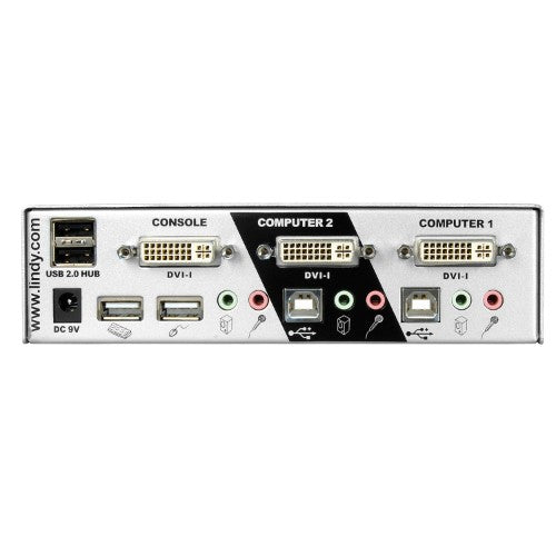 Lindy 2 Port DVI-I Dual Link, USB 2.0 and Audio KVM Switch Pro