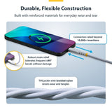 StarTech.com 1m (3ft) White USB-C Charging Cable, 60W (3A) PD, Dual-Layer Braided Nylon/TPE Jacket, Rugged USB C Charging Cord, USB 2.0 Laptop Charger Cable