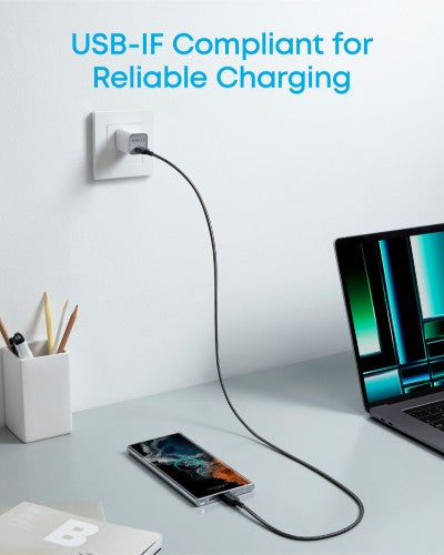 Anker Braided USB-C to USB-C Charging Cable 0.9 m, Black