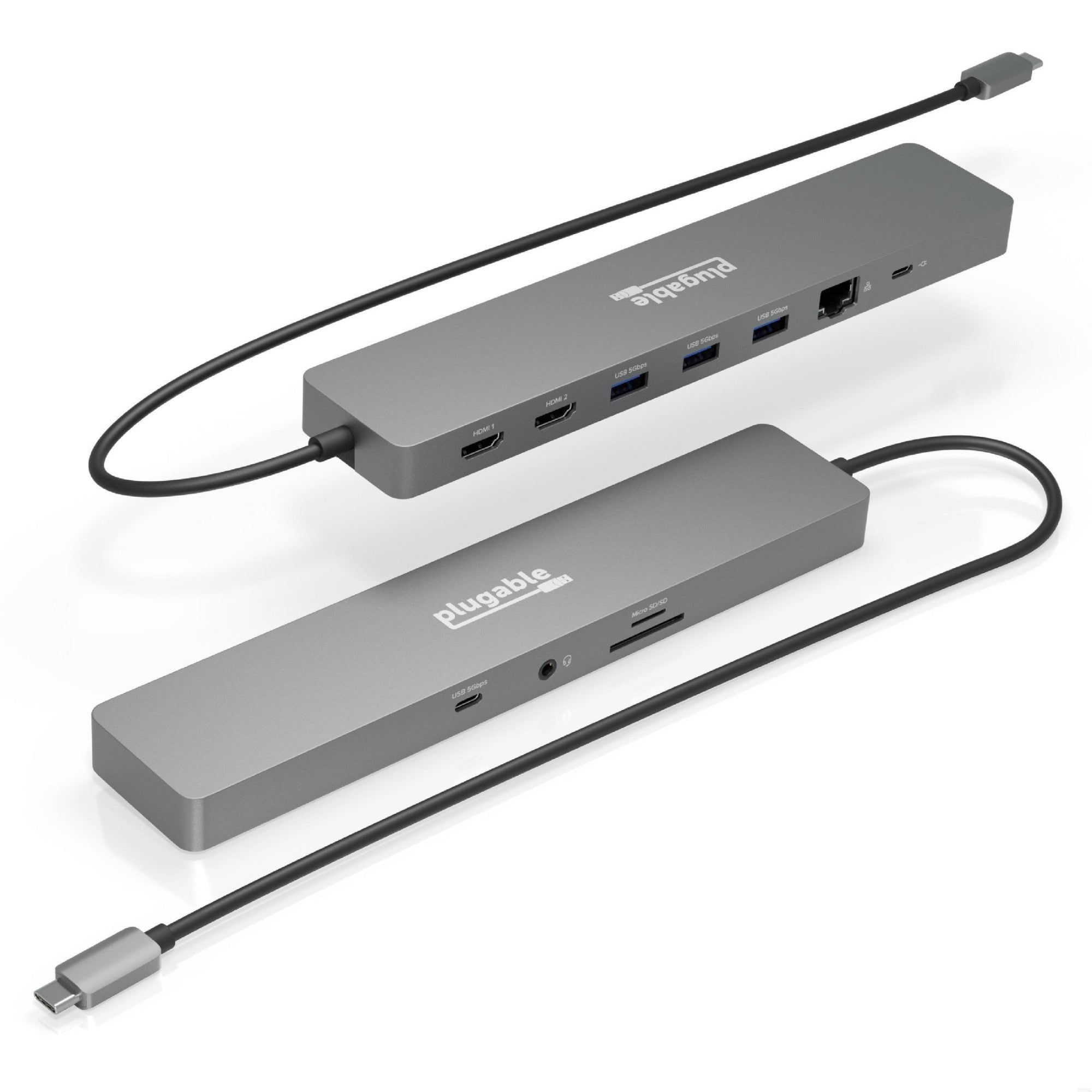 Plugable Technologies 11-in-1 USB-C Hub, 100W USB-C Pass-through, Laptop Docking Station Dual Monitor, 4K 60Hz HDMI, Compatible with Thunderbolt, Windows, Chromebooks, Displays Mirrored on Mac  - Computers - PLUGABLE TECHNOLOGIES