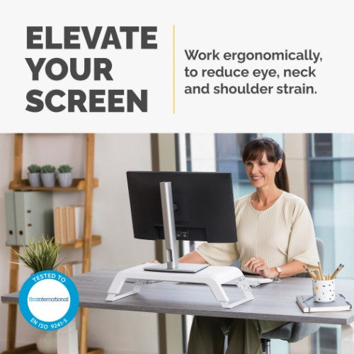 Fellowes Computer Monitor Stand with 3 Height Adjustments - Hana LT Monitor Riser - Ergonomic Adjustable Monitor Stand for Computers - Max Weight 22.6KG - White