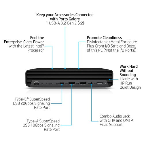 HP Elite 800 G9 Intel® Core™ i7 i7-12700 16 GB DDR5-SDRAM 512 GB SSD Windows 11 Pro Mini PC Black