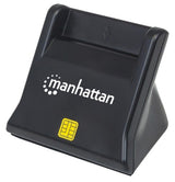 Manhattan USB-A Smart/SIM Card Reader, 480 Mbps (USB 2.0), Desktop Standing, Friction Type compatible, Hi-Speed USB, Cable 86cm, Black, Three Year Warranty
