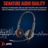 HP Poly Blackwire 3220 Stereo USB-C Headset +USB-C/A Adapter