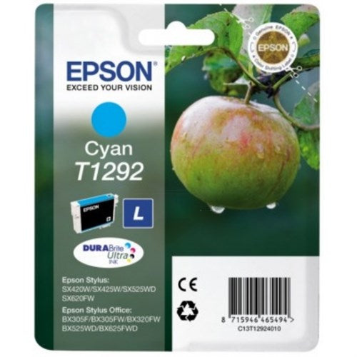 Epson C13T12924012/T1292 Ink cartridge cyan, 460 pages ISO/IEC 19752 7ml for Epson Stylus BX 320/SX 235 W/SX 420/SX 525/WF 3500