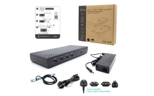 i-tec USB 3.0 / USB-C / Thunderbolt Dual Display Docking Station + Power Delivery 100W