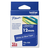 Brother TZE-535 DirectLabel white on blue Laminat 12mm x 8m for Brother P-Touch TZ 3.5-18mm/6-12mm/6-18mm/6-24mm/6-36mm