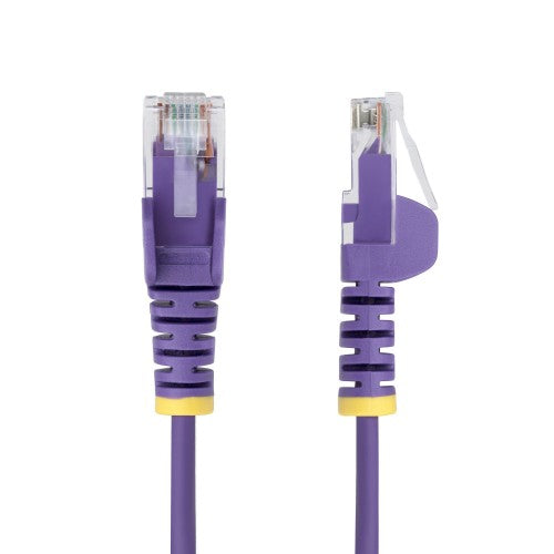 StarTech.com 50cm Purple Slim CAT6 Ethernet Cable, Snagless, 100W PoE, UTP, LSZH, 28AWG Pure Bare Copper Wire, Slim RJ45 Network Patch Cord w/Strain Reliefs, Fluke Tested