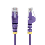 StarTech.com 50cm Purple Slim CAT6 Ethernet Cable, Snagless, 100W PoE, UTP, LSZH, 28AWG Pure Bare Copper Wire, Slim RJ45 Network Patch Cord w/Strain Reliefs, Fluke Tested