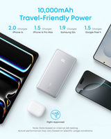 Anker Zolo Power Bank, 10,000mAh Portable Charger 22.5W Output with Built-in USB-C Cable, Black