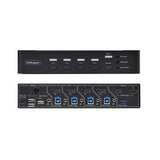 StarTech.com 4-Port DisplayPort KVM Switch with Mouse Roaming and Multi-View / Picture-in-Picture, 4K 60Hz, USB 3.0 (5Gbps) Hub, Hotkey Control, TAA Compliant