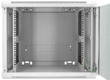 Intellinet 19" Network Cabinet - Wall Mount (Standard), 9U, 450mm Deep, Grey, Assembled, Max 60kg, Suitable also for use on desk or floor, Usable Depth 350mm, Metal & Glass Door, Back Panel, Removeable Sides, Parts for wall install (eg screws/rawl plugs)