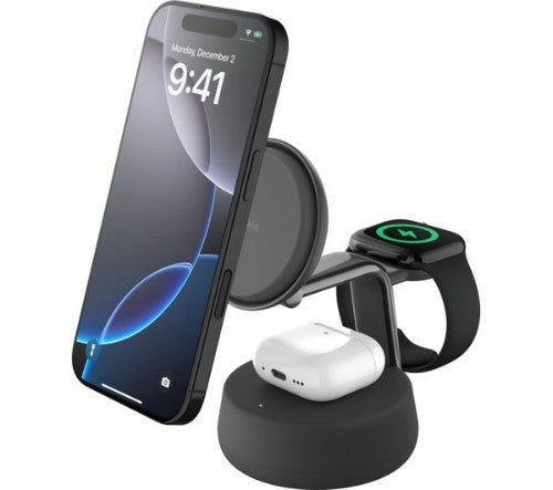 Belkin WIZ040MYCH mobile device charger Headphones, Smartphone Black, Chrome USB Wireless charging Fast charging Indoor