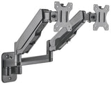 Manhattan Dual Wall Mount for TV & Monitors (Full Motion Gas Spring), For screens 17" to 32", VESA compatibility: 75x75mm and 100x100mm - check the dimensions of the four mounting holes on back of screen to ensure it fits, Max 8kg each, Black, Bracket