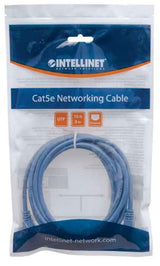 Intellinet Network Patch Cable, Cat5e, 3m, Blue, CCA, U/UTP, PVC, RJ45, Gold Plated Contacts, Snagless, Booted, Lifetime Warranty