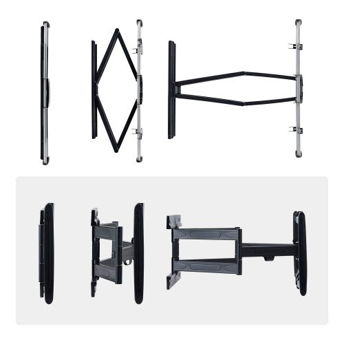 StarTech.com Ultra-Slim Articulating TV Wall Mount for up to 65-inch and 99lb/45kg Flat Screens, VESA 600x400, TAA-Compliant Low-Profile Bracket