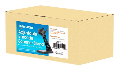 Manhattan Adjustable Barcode Scanner Stand, Height and Angle Adjustable, suitable for barcode scanner products 153997, 154116 and 154185, Black, Lifetime Warranty