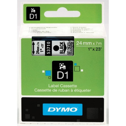 Dymo 53710/S0720920 DirectLabel-etikettes black on Transparent 24mm x 7m for Dymo D1 6-24mm/400 Duo