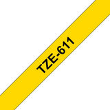 Brother TZE-611 DirectLabel black on yellow Laminat 6mm x 8m for Brother P-Touch TZ 3.5-18mm/6-12mm/6-18mm/6-24mm/6-36mm