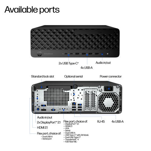 HP EliteDesk 8 SFF G1i AI Intel Core Ultra 9 285 64 GB DDR5-SDRAM 1 TB SSD NVIDIA RTX A400 Windows 11 Pro PC AI PC Black