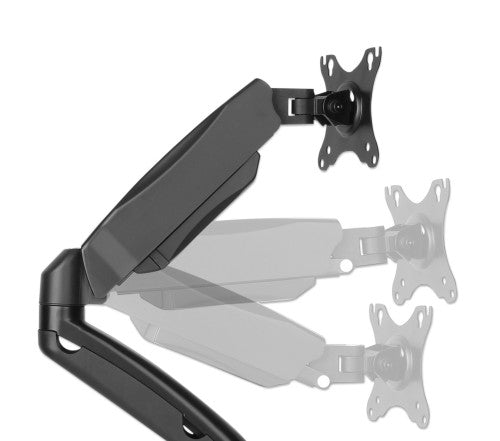 Manhattan Dual Desk Mount for TV & Monitors (Full Motion Spring), For screens 10" to 27", C-Clamp or Grommet Assembly,VESA compatibility: 75x75 and 100x100mm -check the dimensions of the four mounting holes on back of screen to ensure it fits,Max 9kg (eac