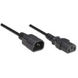 Manhattan Power Cord/Cable, C14 Male to C13 Female (kettle lead), Monitor to CPU, 1.8m, 10A, Black, Lead, Lifetime Warranty