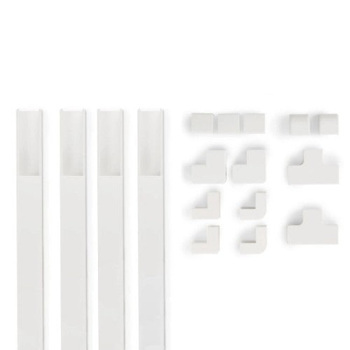 Hama Cable Duct Kit, 4 Pcs, Self-adhesive, 1 m, Incl. Connecting Pieces, white